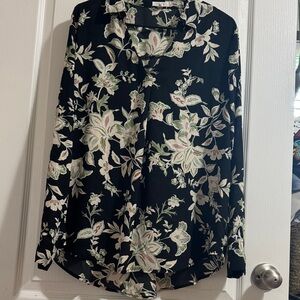 Maurices Black Floral Button Down Shirt